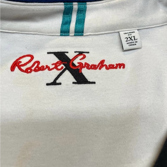 Robert Graham X size 2XL Shirt Short Sleeve All Over Stripe Print Cotton Polo - Picture 2 of 6